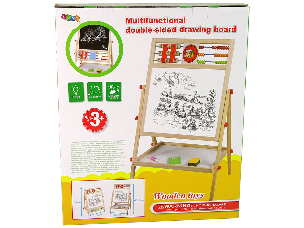 Schoolbord - 36x43x1cm - hout - 2in1 - met telraam en alfabet