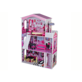 Houten poppenhuis Camellia - 79x29,5x116cm - met meubels - roze