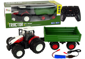 Bestuurbare trekker - RC tractor - 2,4G - 19x12x15cm - rood wit