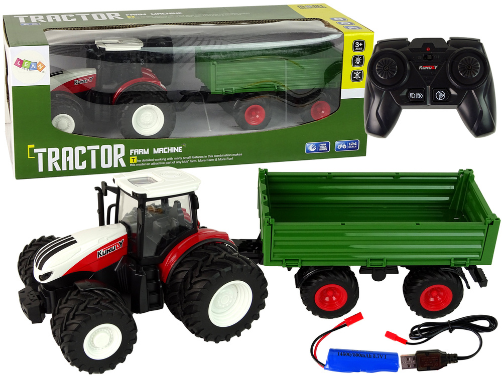 Bestuurbare trekker - RC tractor - 2,4G - 19x12x15cm - rood wit