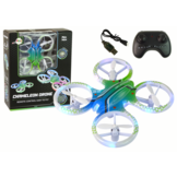 Drone - 12,5x3x12,5cm - R/C - met LED - groen blauw