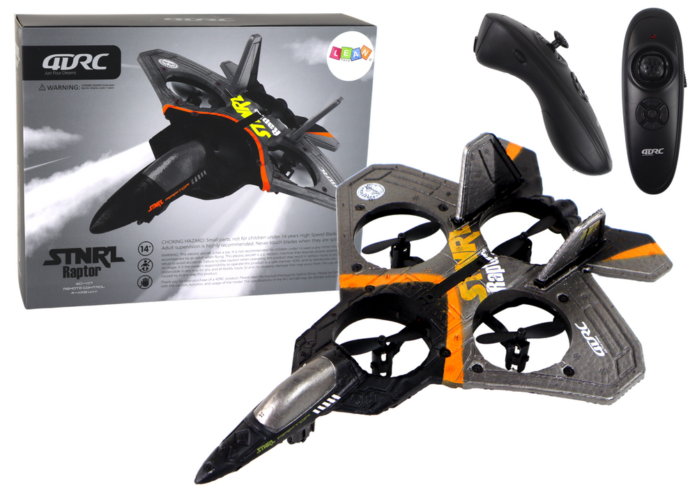 RC vliegtuig - 24x6x18cm - 4 verwisselbare propellers - zilver