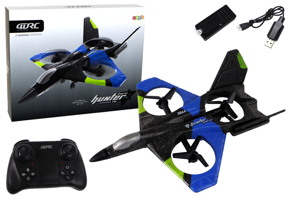 RC vliegtuig - 37x5x28cm - met afstandsbediening - blauw zwart