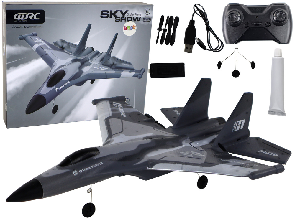 RC vliegtuig - 0,5 m/sec - tot 200m - 2,4G - 40x5x31cm - grijs