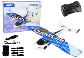 RC vliegtuig - 30x3x41cm - met verlichting - wit blauw