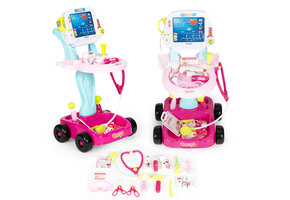 Dokter speelgoed - trolley - 33,5x38x59cm - 17 delig - roze