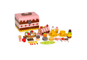 Speelgoed eten - 29 elementen - 16x18,5x22,5 cm - hout