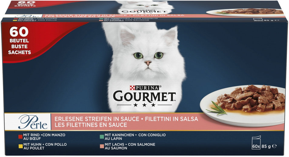 Gourmet kattenvoer - natvoer - mini filets in saus - 60x 85g