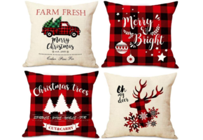 Kerst kussensloop - 45x45cm - set van 4 stuks - katoen