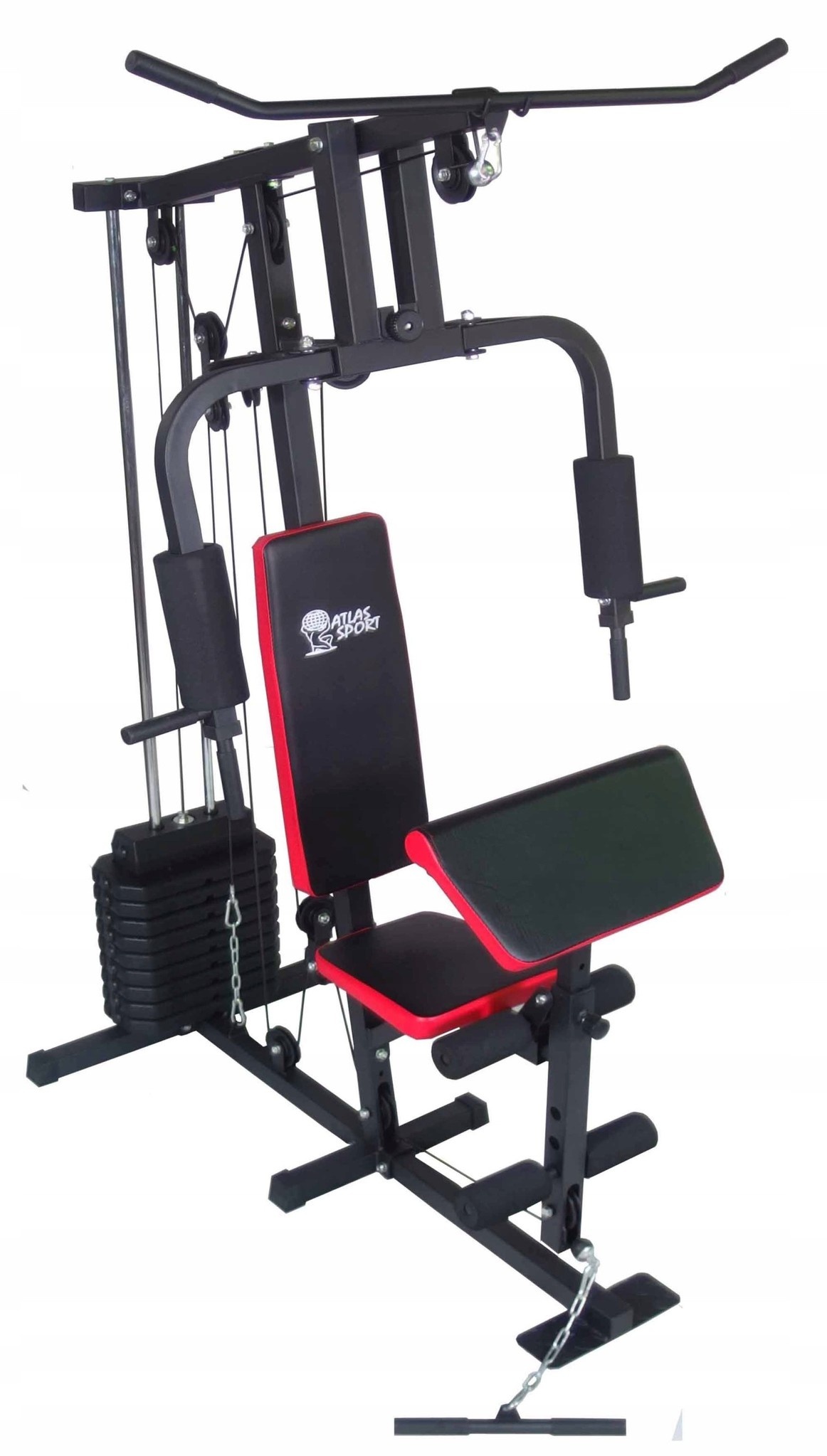 Krachtstation - Home gym - met 45 kg gewicht - zwart-rood