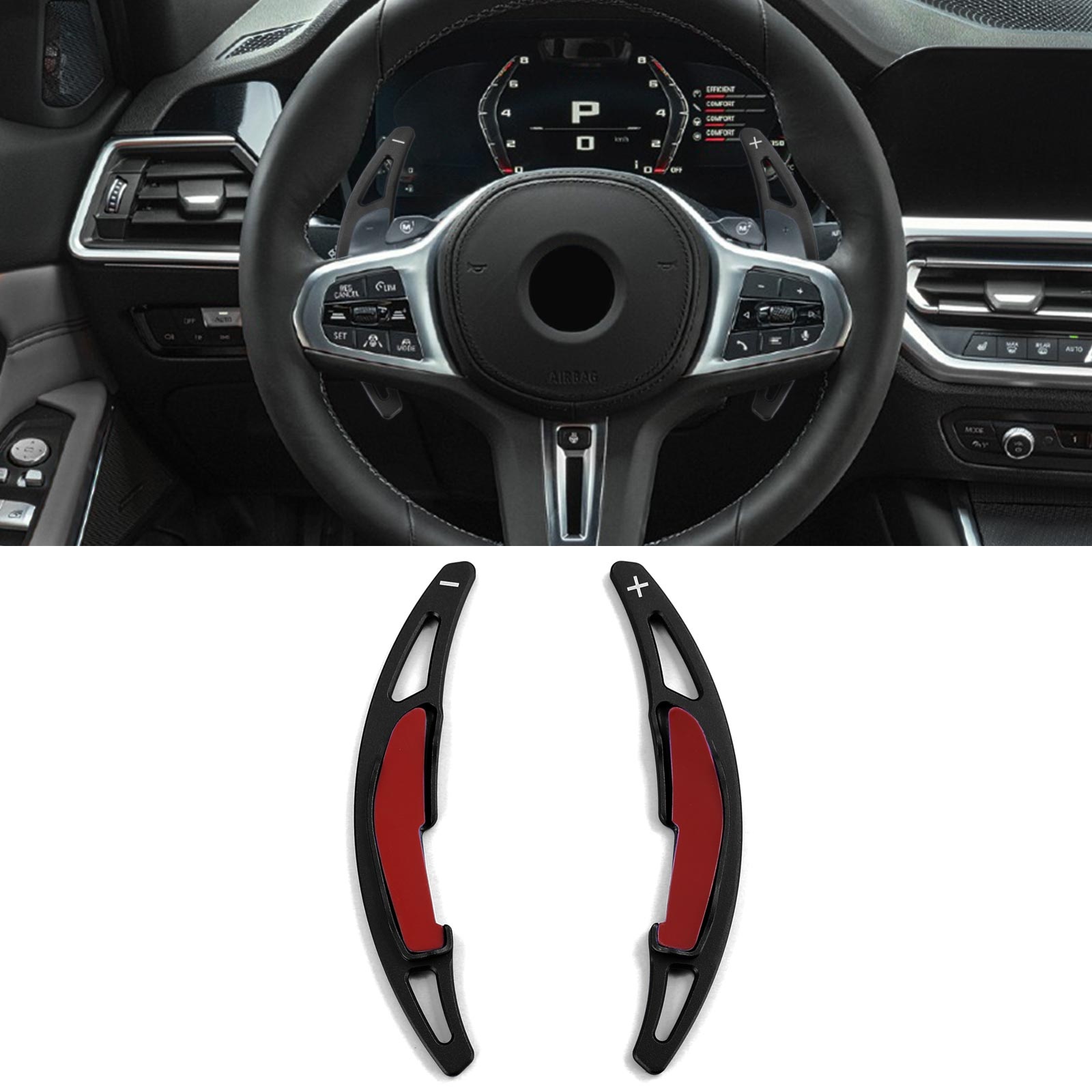 Schakelflippers BMW X5M F85, X6M F86 - aluminium - zwart