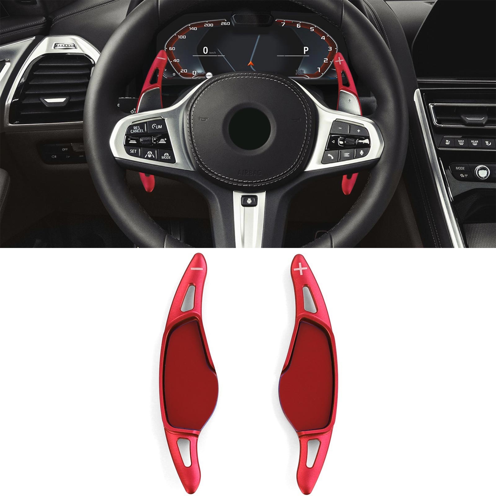 Schakelflippers geschikt voor BMW M2 F87, M3 F80, M5 F90, M8 F92/F92/F93, cabrio/coupé/gran coupé - rood
