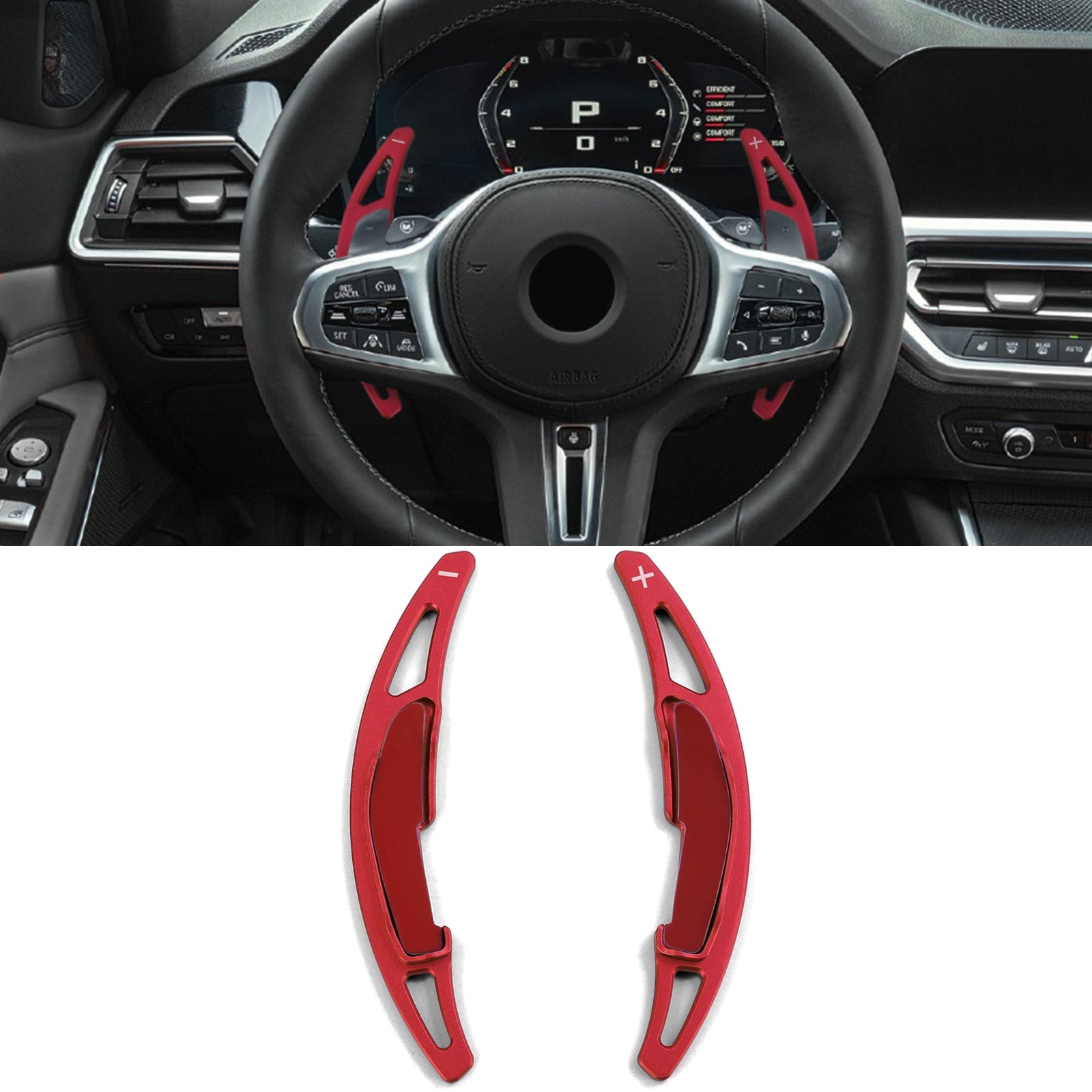 Schakelflippers geschikt voor BMW X5M F85, X6M F86 - aluminium - rood