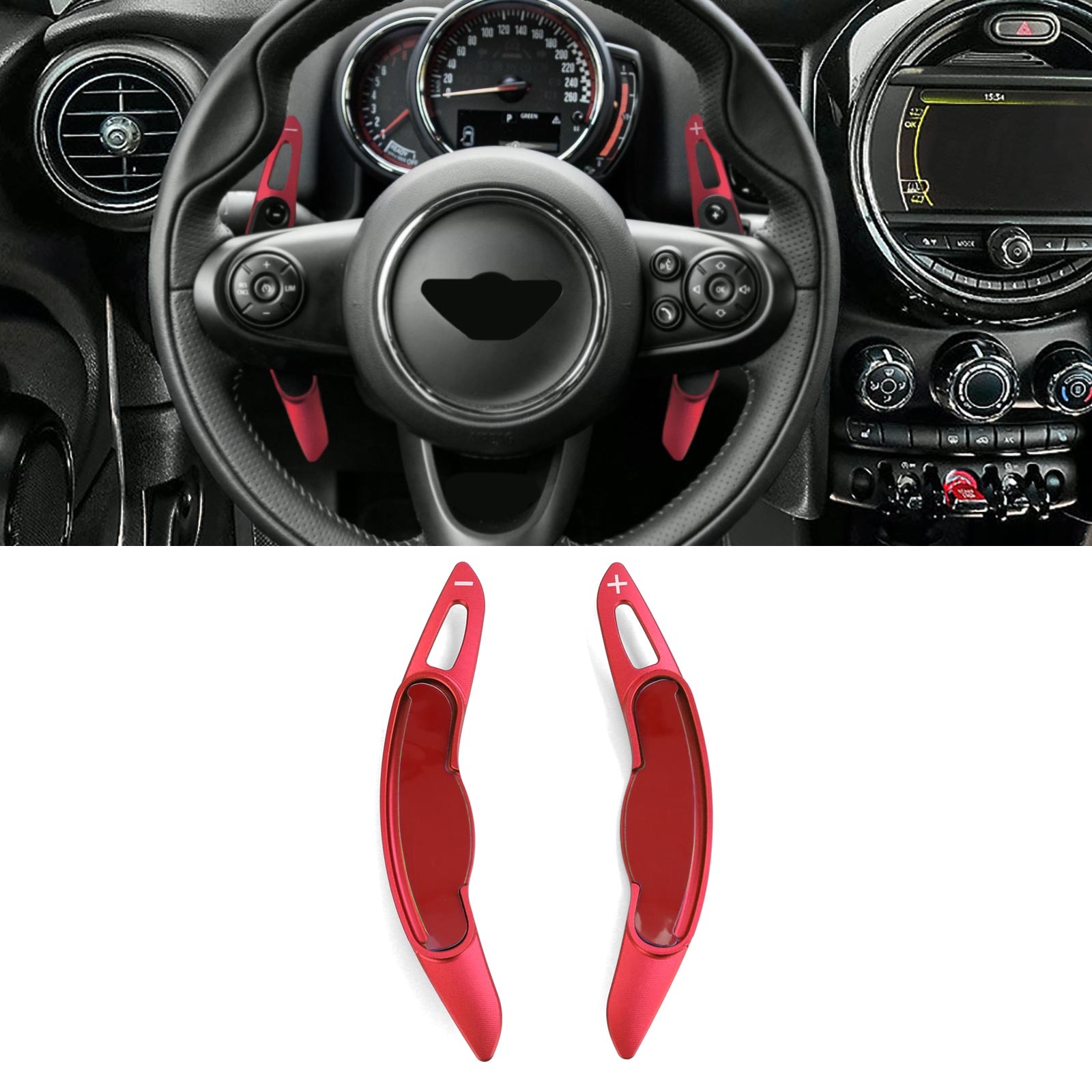 Schakelflippers Mini Cooper 5-deurs F55, 3-deurs F56, Cabrio F57 - rood