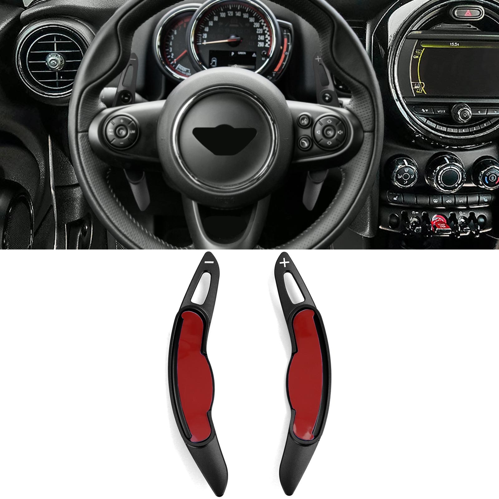 Schakelflippers Mini Cooper 5-deurs F55, 3-deurs F56, Cabrio F57 - zwart