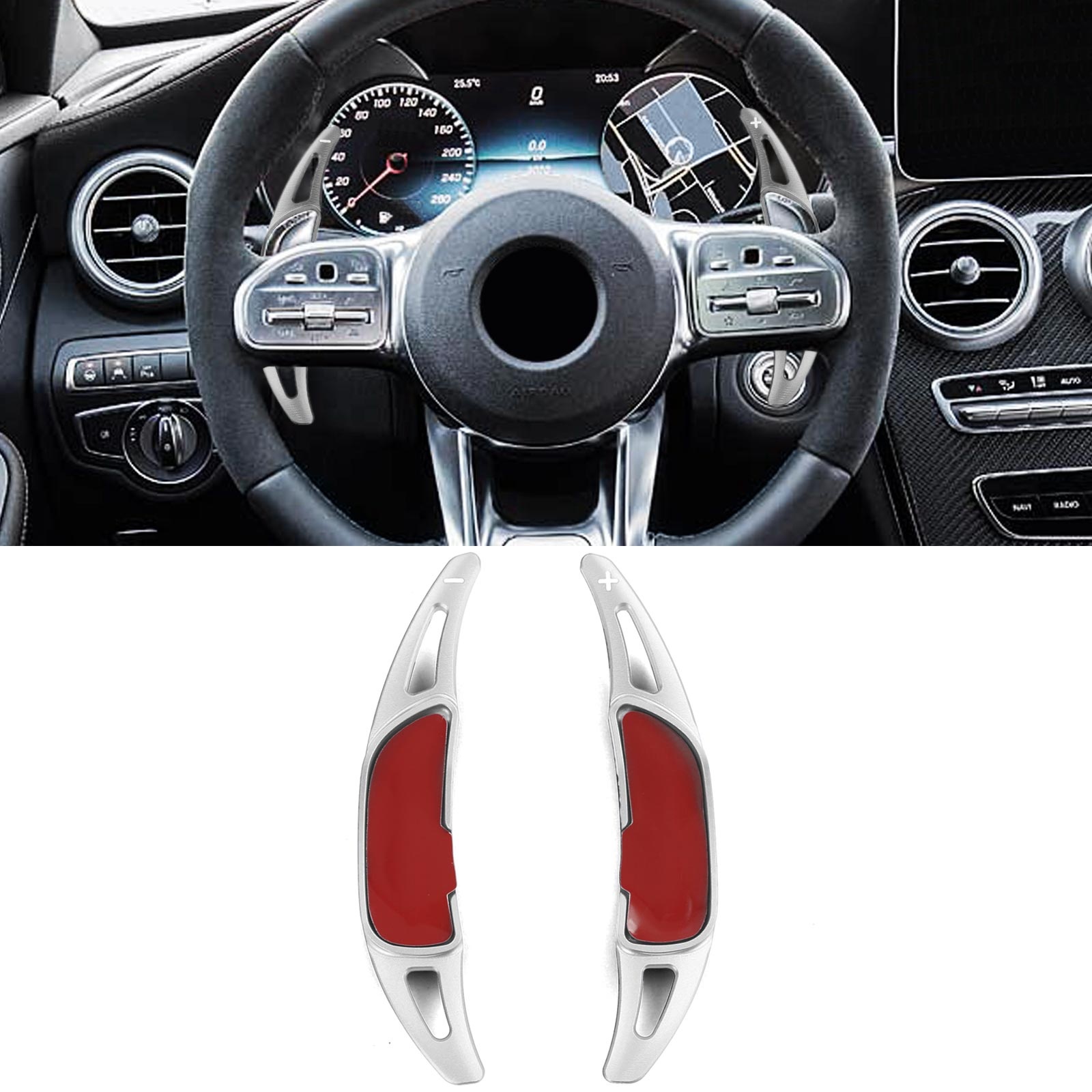 Schakelflippers geschikt voor Mercedes AMG GLB35 X247, AMG GLC43/GLC63 X253/C253 - zilver