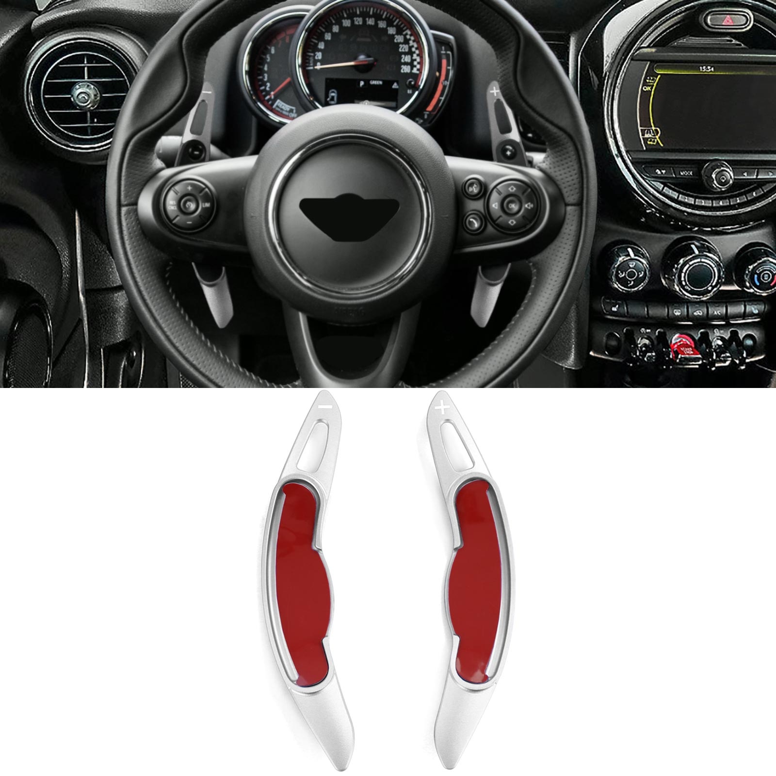 Schakelflippers Mini Cooper 5-deurs F55, 3-deurs F56, Cabrio F57 - zilver