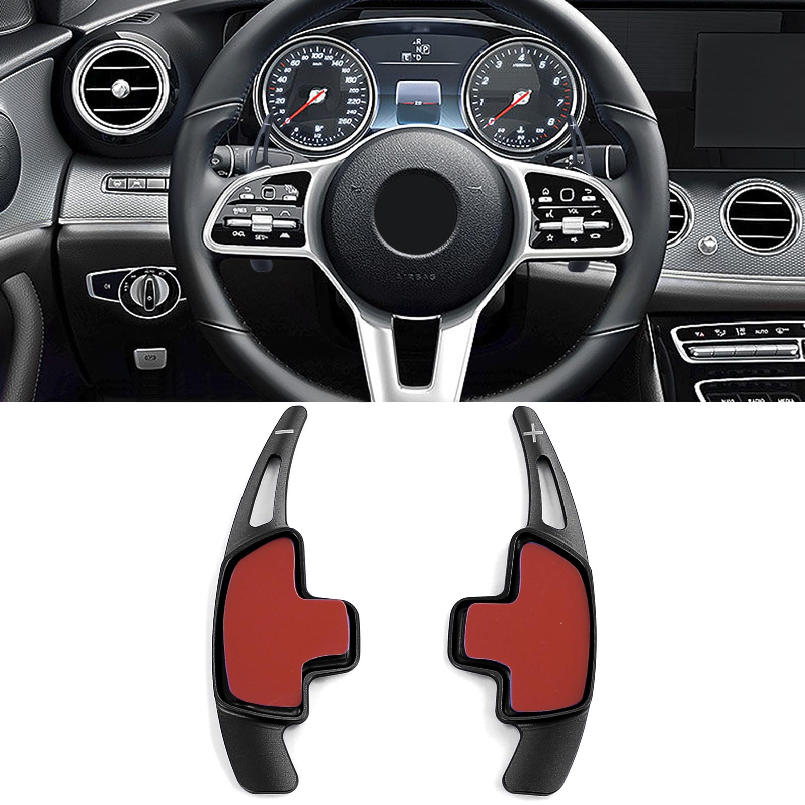 Schakelflippers geschikt voor Mercedes A-Klasse W176/W177, B-Klasse W246/W247, C-Klasse W205/S205/C205, E-Klasse W213/S213/C238, sedan/coupé/T-Model - zwart