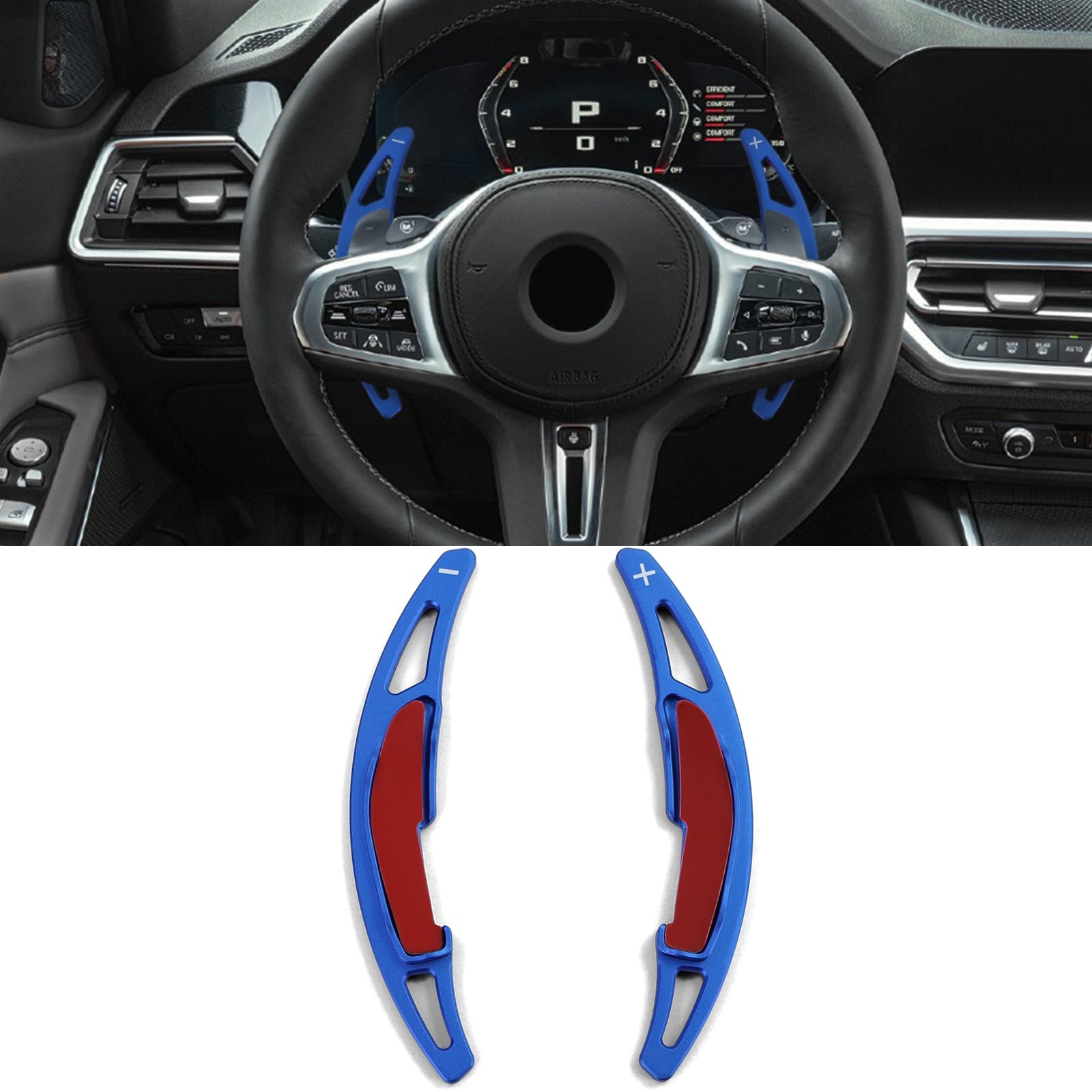 Schakelflippers geschikt voor BMW M2 F87, M3 F80, M4 F82/F83, coupé/cabrio - blauw