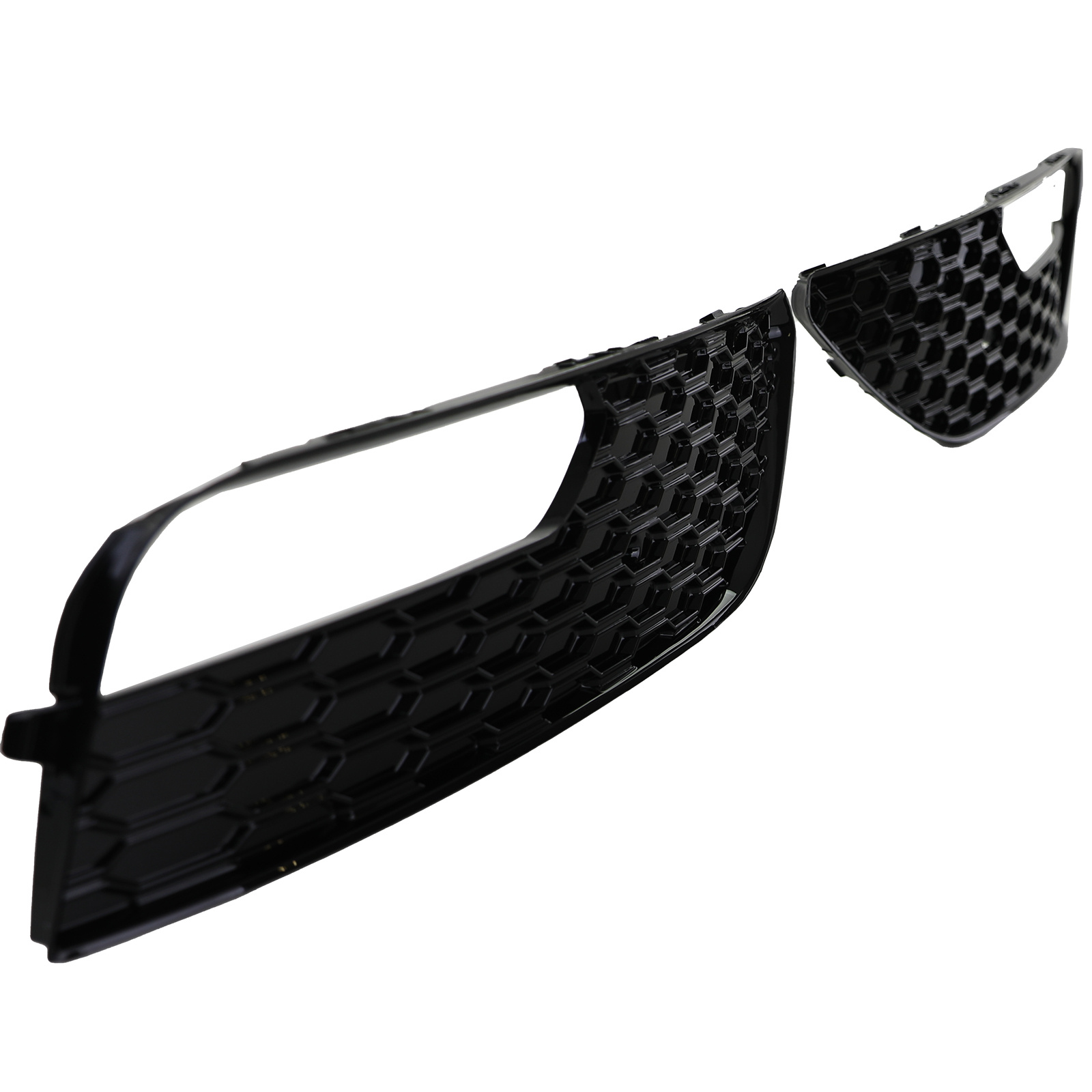 Grille - mistlamp rooster geschikt voor Audi A3 3-deurs 8V, sportback 2012-04/2016 - 2-delig - zwart glans