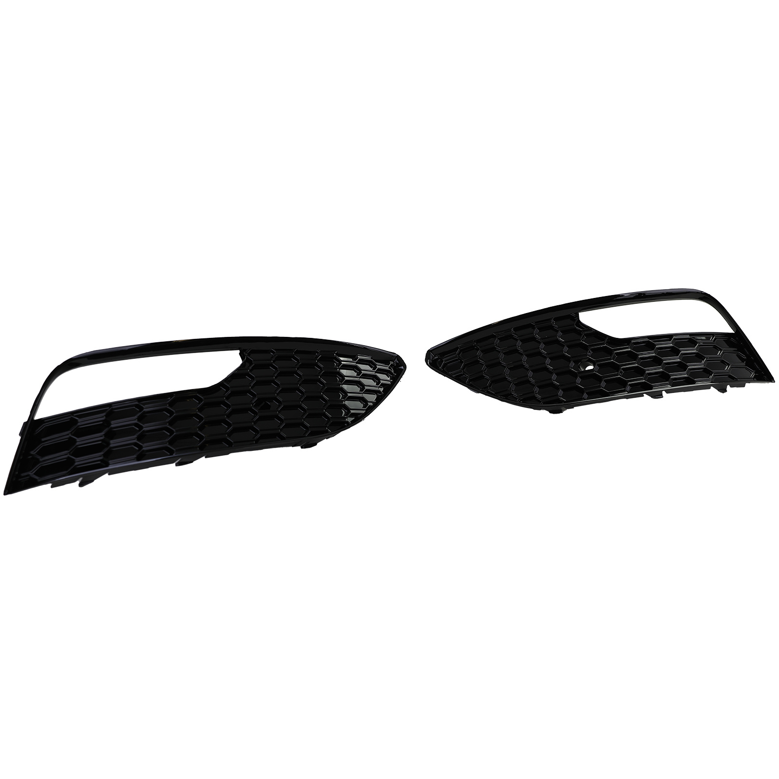 Grille - mistlamp rooster - voor Audi A3 3-deurs 8V, sportback 2012-04/2016 - 2-delig - zwart glans