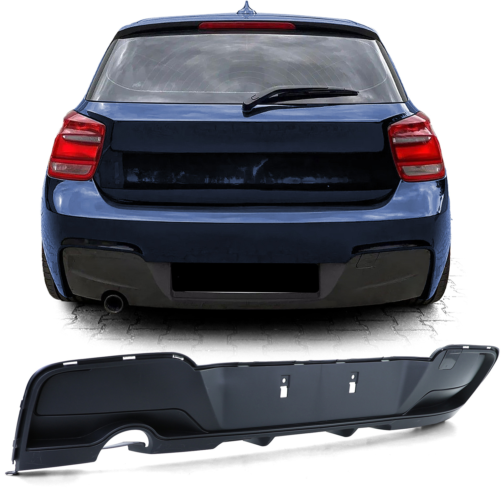 Achterbumper diffusor geschikt voor BMW 1-serie F20 F21 114 116 118 120 2011-02/2015 - zwart mat
