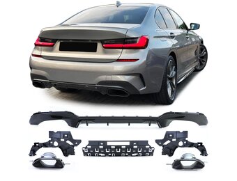 Diffusor achterbumper - BMW 3-serie G20 G21 320i, 330i, 320e, 330e, 320d, 330d sedan/touring 11/2018-06/2022 - glanzend zwart