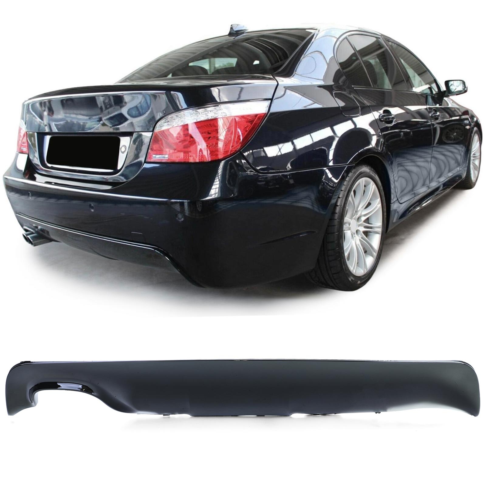 Diffusor achterbumper - BMW 5-serie E60/E61 sedan/touring 07/2003-03/2010 - glanzend zwart