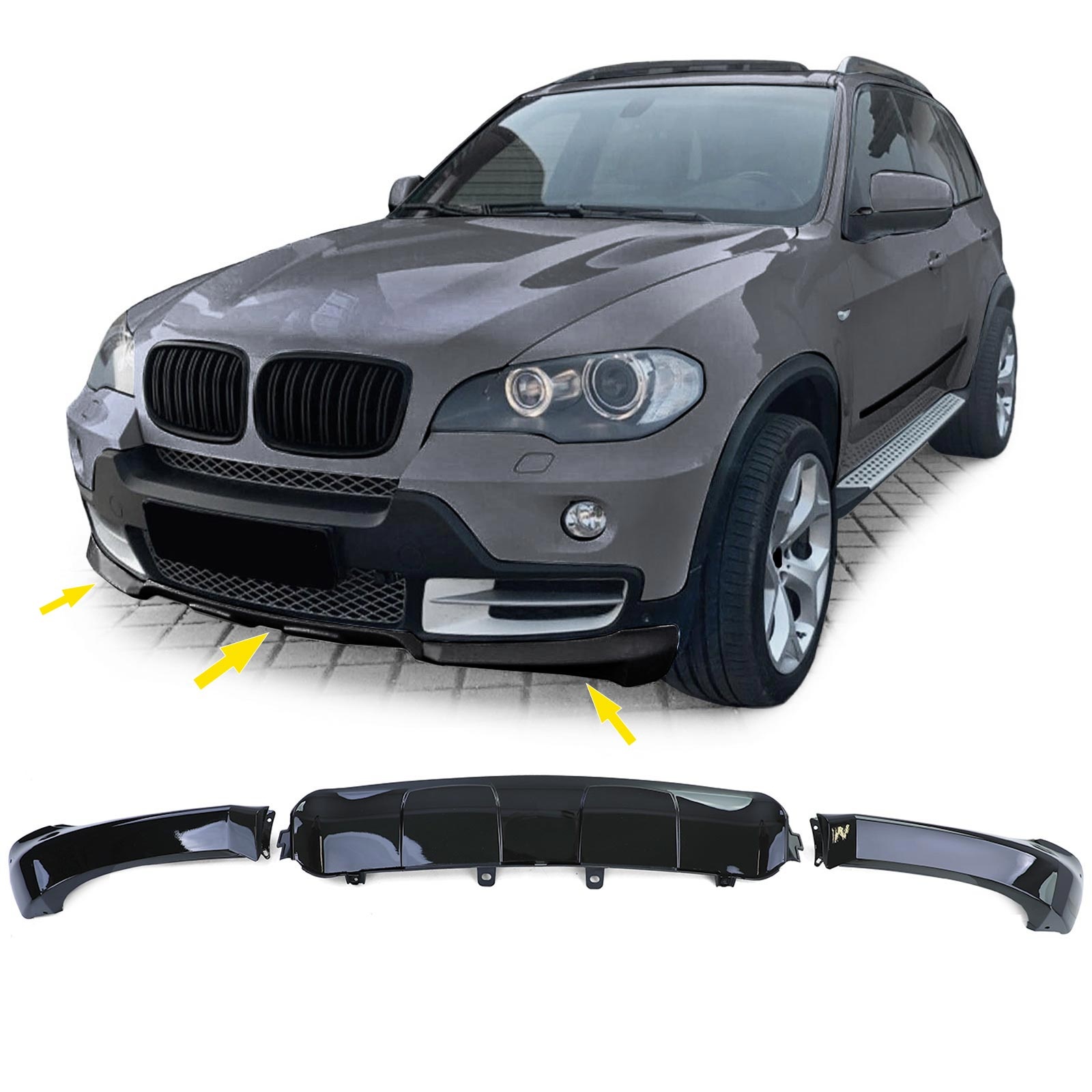Body kit - geschikt voor BMW X5 E70 02/2007-05/2010 - 7-delig - hoogglans zwart