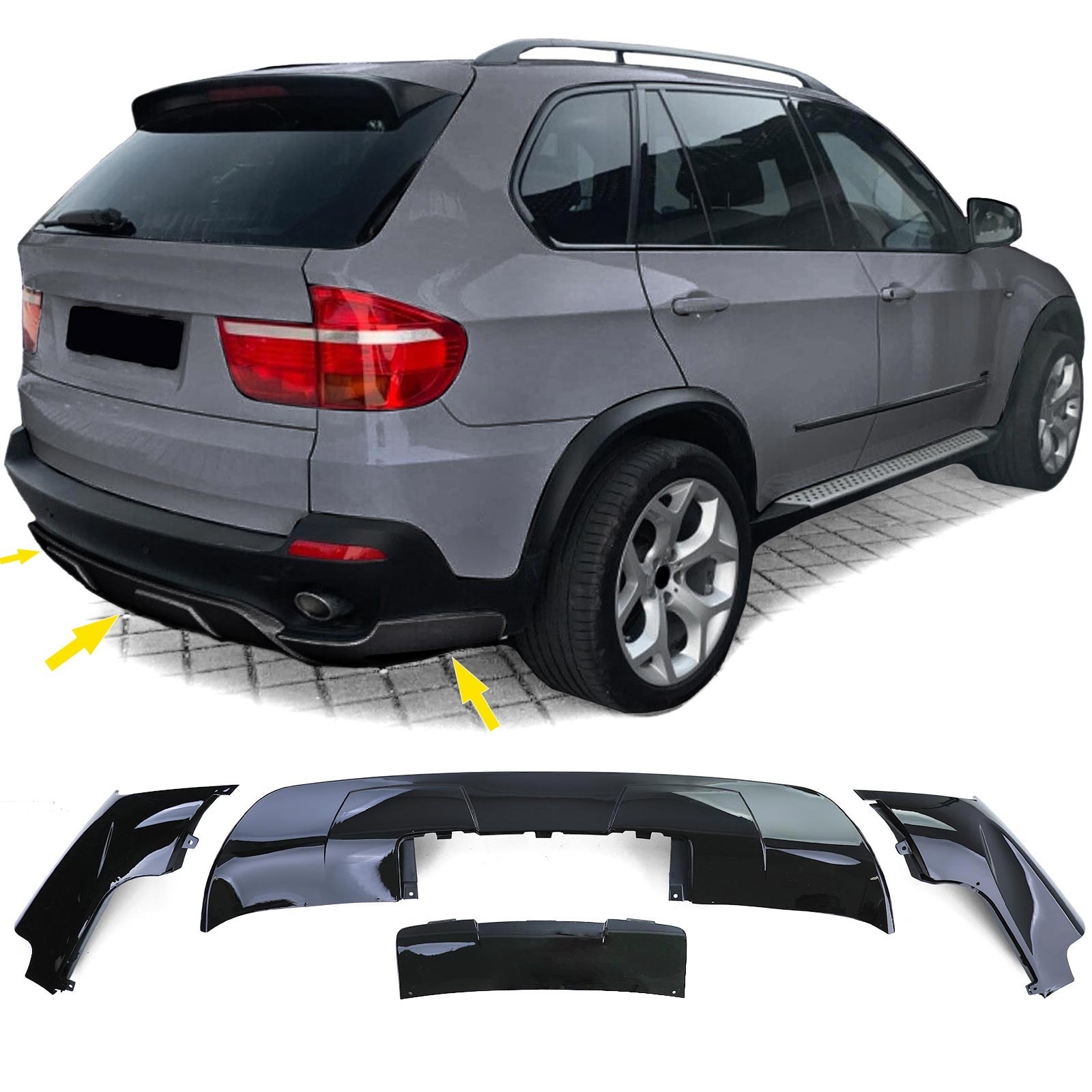 Body kit - geschikt voor BMW X5 E70 02/2007-05/2010 - 7-delig - hoogglans zwart