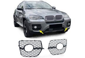 Grille - mistlamp rooster - BMW X6 E71 05/2006-06/2014 - 2-delig - mat zwart