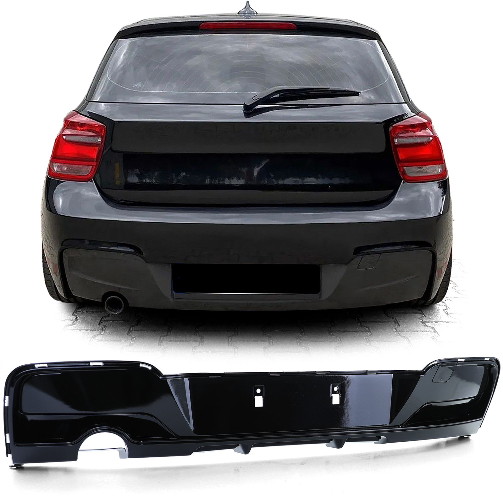 Achterbumper diffusor - BMW 1-serie F20 F21 114 116 118 120 2011-02/2015 - glanzend zwart