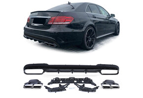 Achterbumper diffusor - Mercedes E-Klasse W212 sedan, facelift 2013-2016 - 4-delig - glanzend zwart