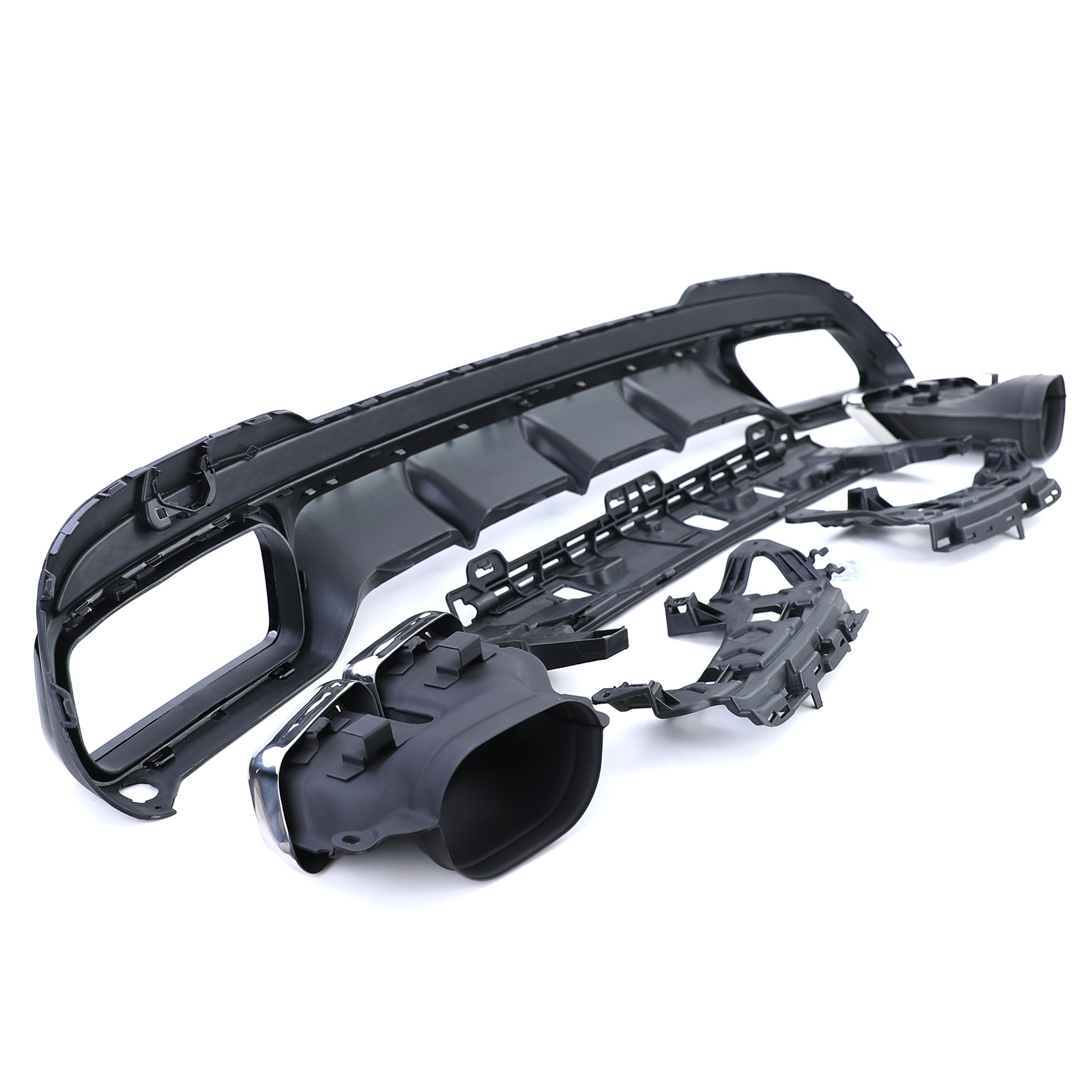 Achterbumper diffusor geschikt voor Mercedes E-Klasse W212 sedan, facelift 2013-2016 - 4-delig - glanzend zwart