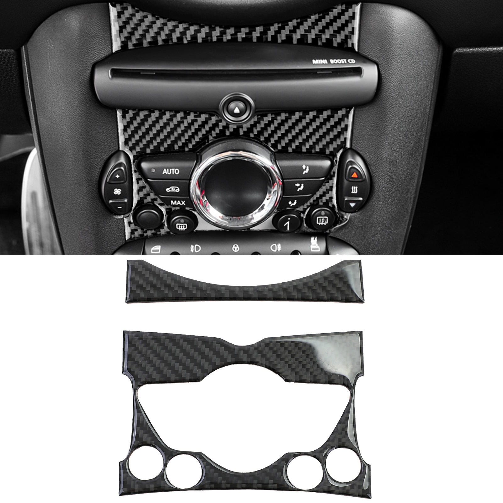 Afdekking bedieningspaneel - Mini One/Cooper/Cooper S R55 R56 R57 R58 R59 R60 2006-2016 - carbon-look