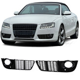 Grille - mistlamp rooster - geschikt voor Audi A5 8T, cabrio/sportback 2007-07/2011 - 2-delig - zwart glans