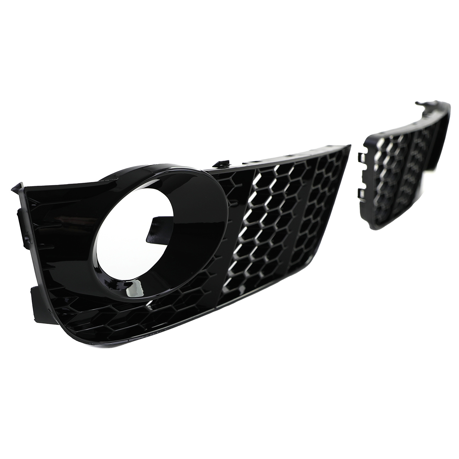 Grille - mistlamp rooster - geschikt voor Audi A5 8T, cabrio/sportback 2007-07/2011 - 2-delig - zwart glans