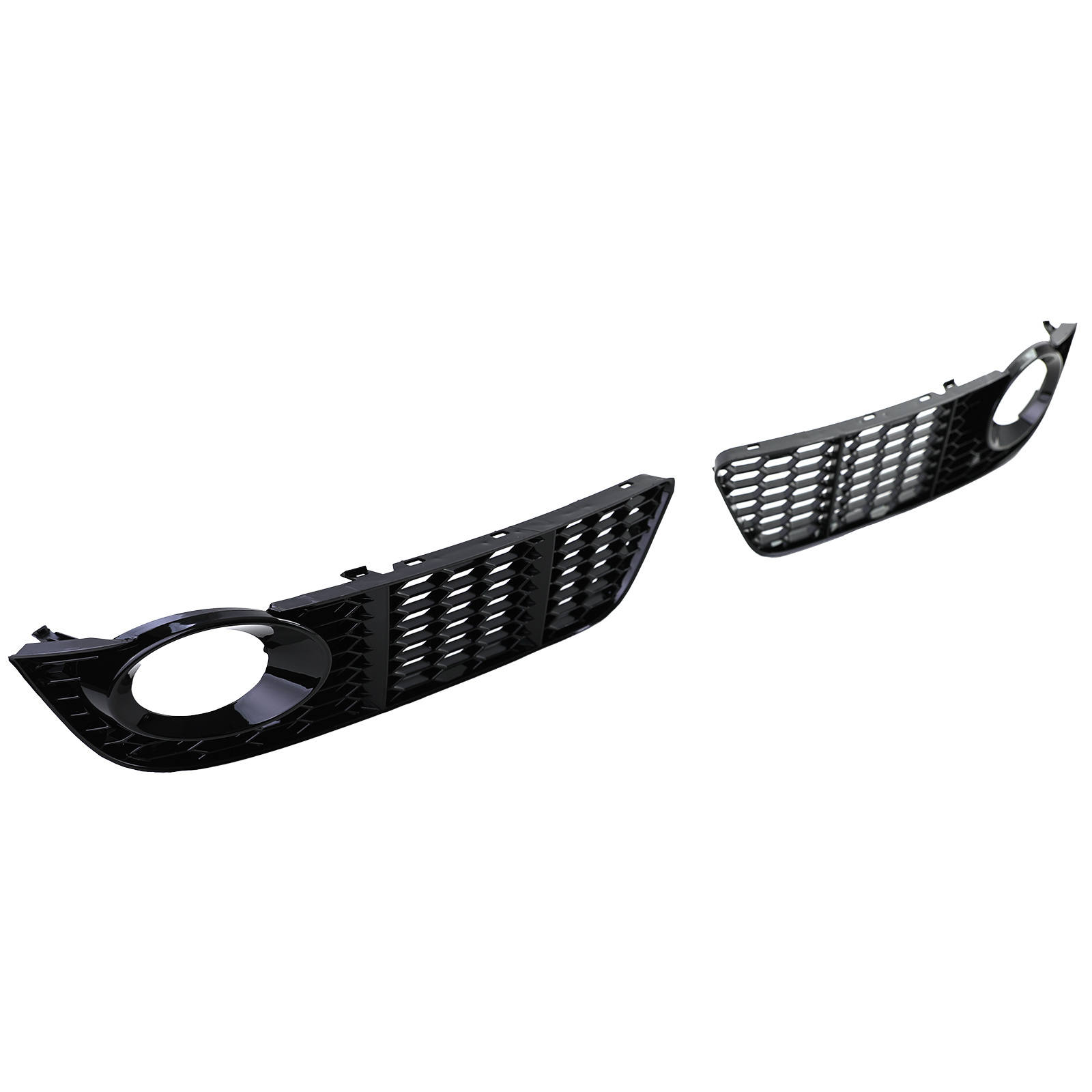 Grille - mistlamp rooster - geschikt voor Audi A5 8T, cabrio/sportback 2007-07/2011 - 2-delig - zwart glans