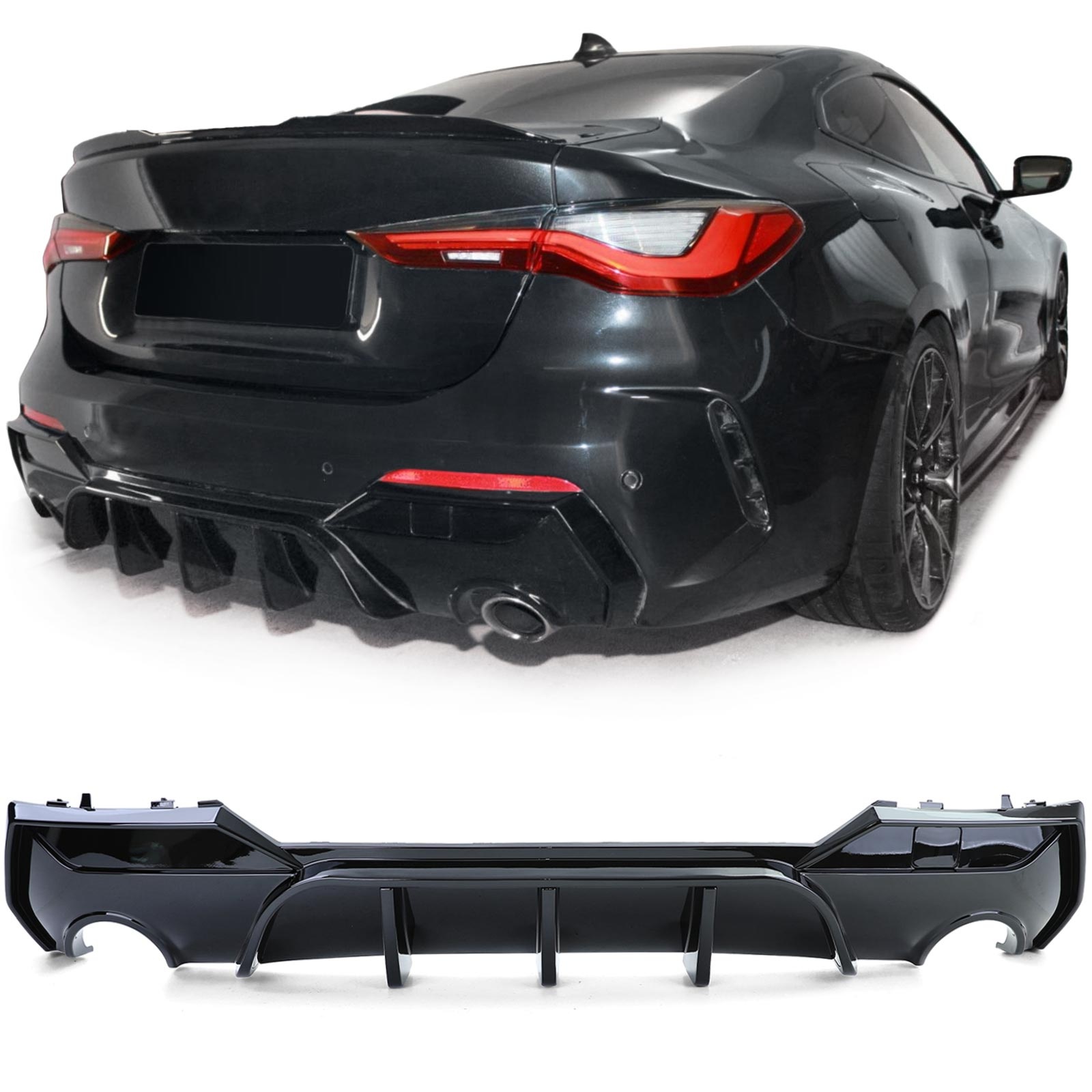 Achterbumper diffusor geschikt voor BMW 4-serie G22 G23 420 430 coupe/cabrio vanaf 2020 - glanzend zwart