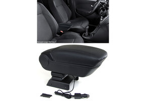 Armsteun auto - voor Opel Astra H 2004-2010 - met 2 USB-poorten en stekker - zwart