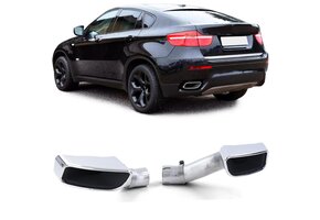 Eindpijp - uitlaatsierstuk geschikt voor BMW X6 E71 2008-2014 - 60mm - set van 2 - hoogglans