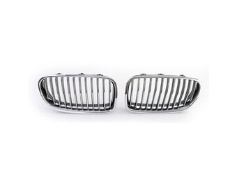 Grille - nieren - BMW 5-serie F10/F11, sedan/touring 2010-2017 - 2-delig - zwart chroom