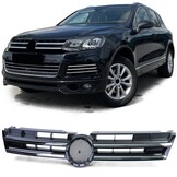 Grille - voorgrille - geschikt voor VW Touareg 2 7P 01/2010-9/2014 - zwart glans/chroom