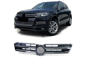 Grille - voorgrille - voor VW Touareg 2 7P 01/2010-9/2014 - zwart glans/chroom