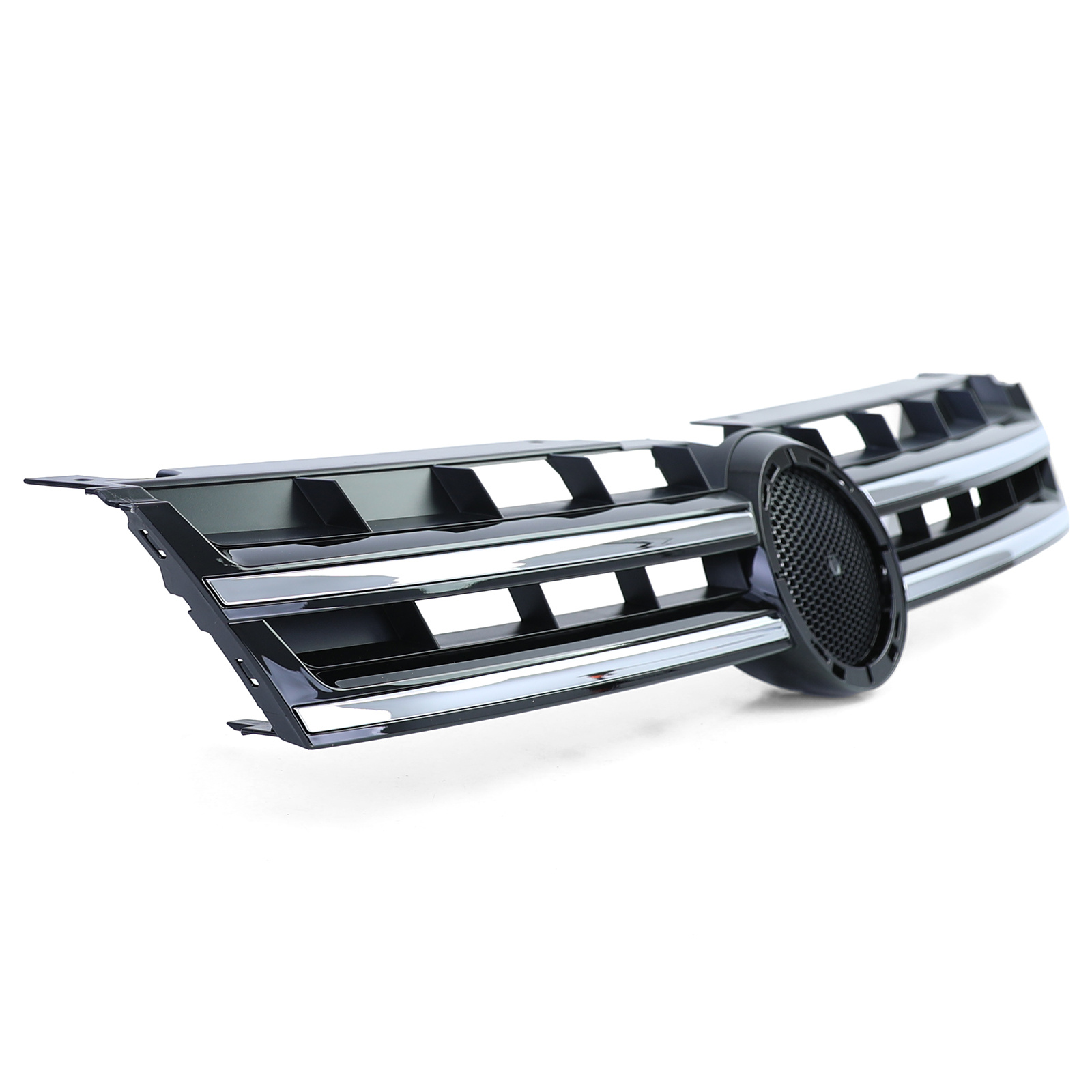 Grille - voorgrille - voor VW Touareg 2 7P 01/2010-9/2014 - zwart glans/chroom