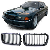 Grille - nieren - geschikt voor BMW 7-serie E38 1994-2001 - 2-delig - zwart glans