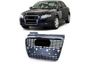 Grille - voorgrille - geschikt voor Audi A4 B7/8E, sedan/kombi/cabrio 2004-2008 - met PDC - chroom