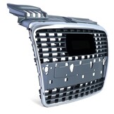 Grille - voorgrille - geschikt voor Audi A4 B7/8E, sedan/kombi/cabrio 2004-2008 - met PDC - chroom