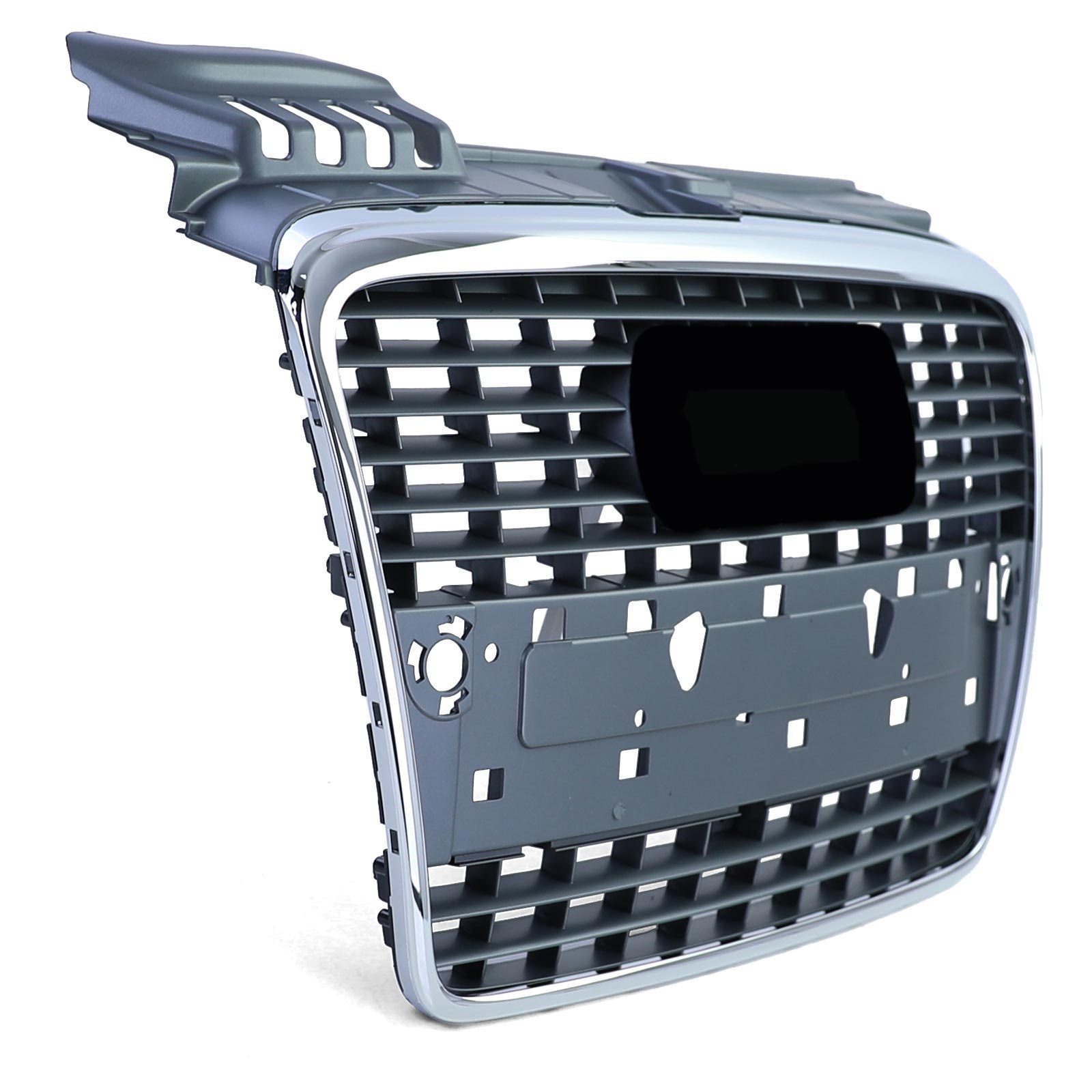Grille - voorgrille - geschikt voor Audi A4 B7/8E, sedan/kombi/cabrio 2004-2008 - met PDC - chroom
