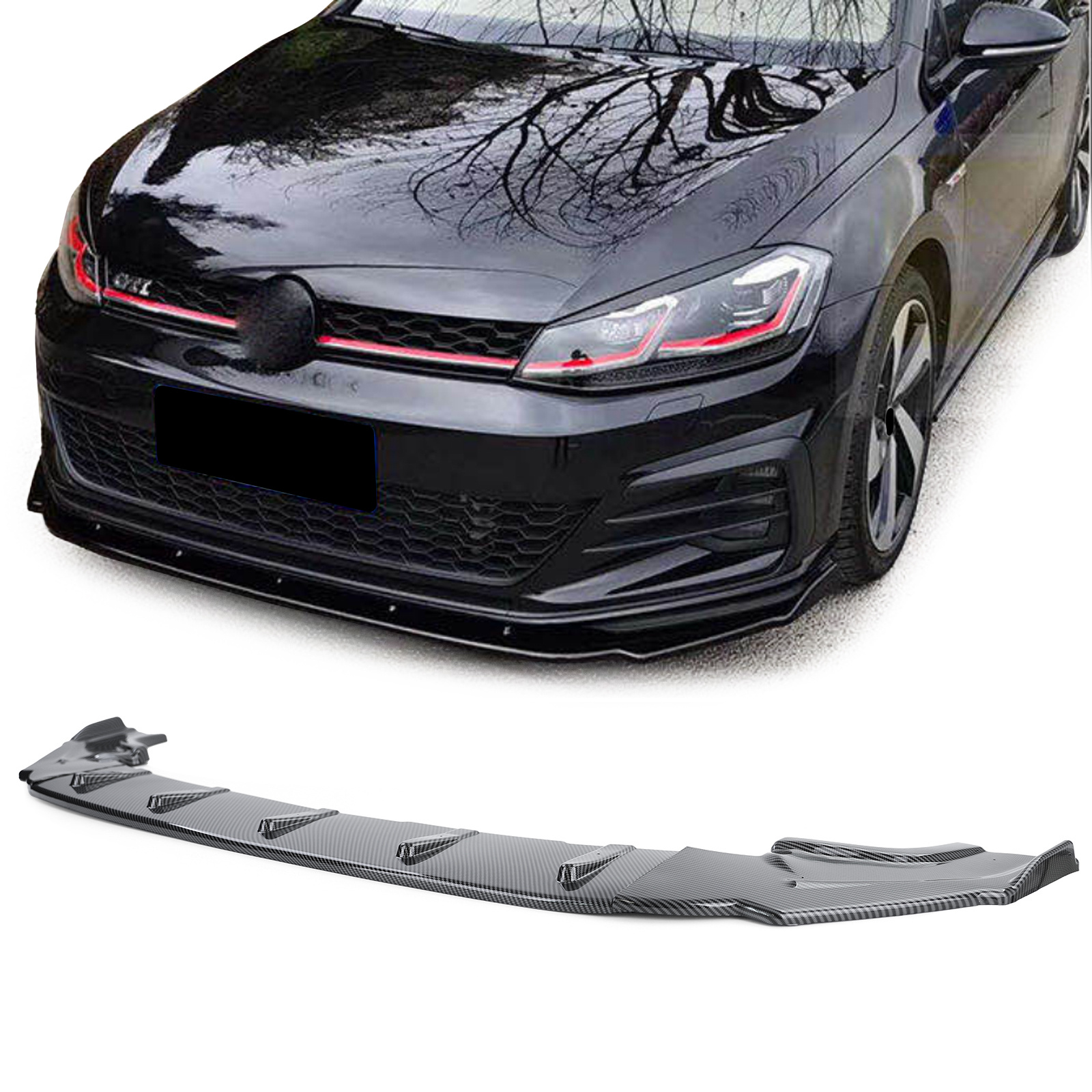 Spoiler - voorspoilerlip - voor VW Golf 7 5G1 GTI 2013-2020 - carbon-look